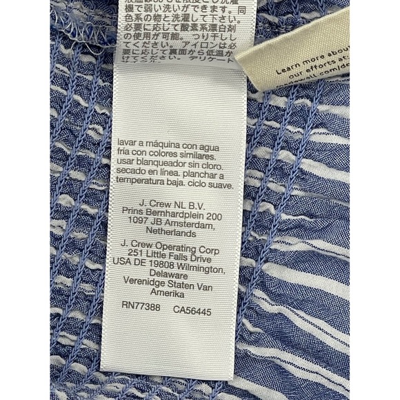 Madewell Smocked Ruffle-Sleeve Top Blue Striped Blouse Women's M Coastal Chic - Picture 10 of 15